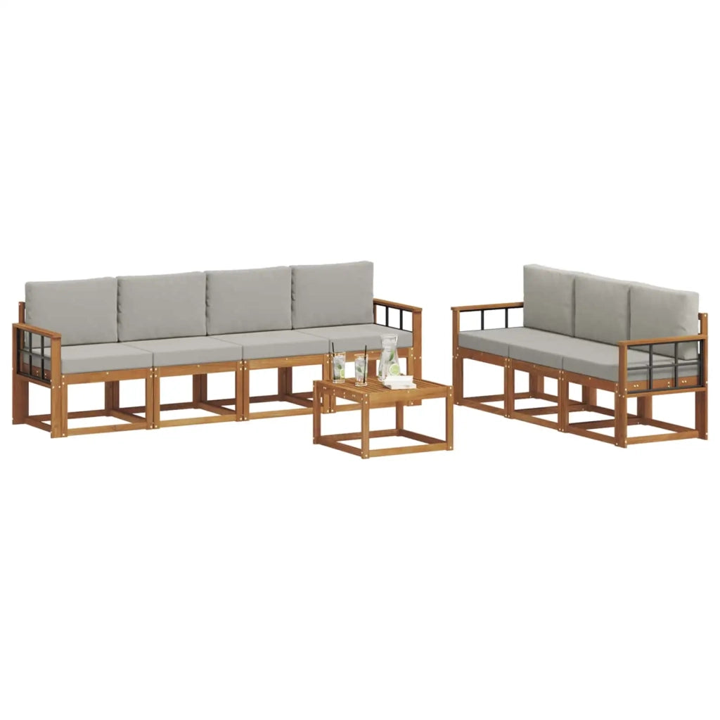 Set di divani da esterno 8 pcs Grigio Naturale e Chiaro 3366124