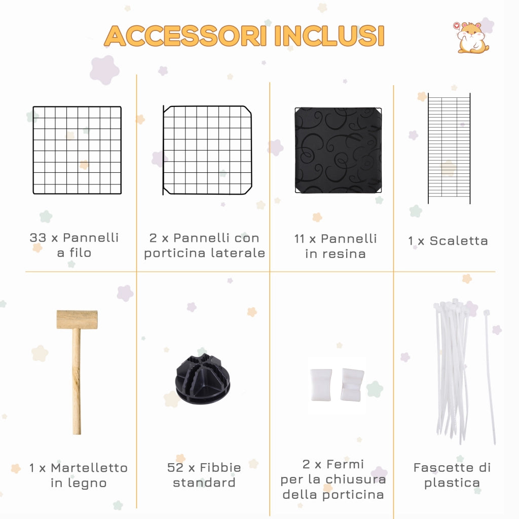 Recinto per Conigli ¨C Minimal ¨C Nero 175x105x70cm