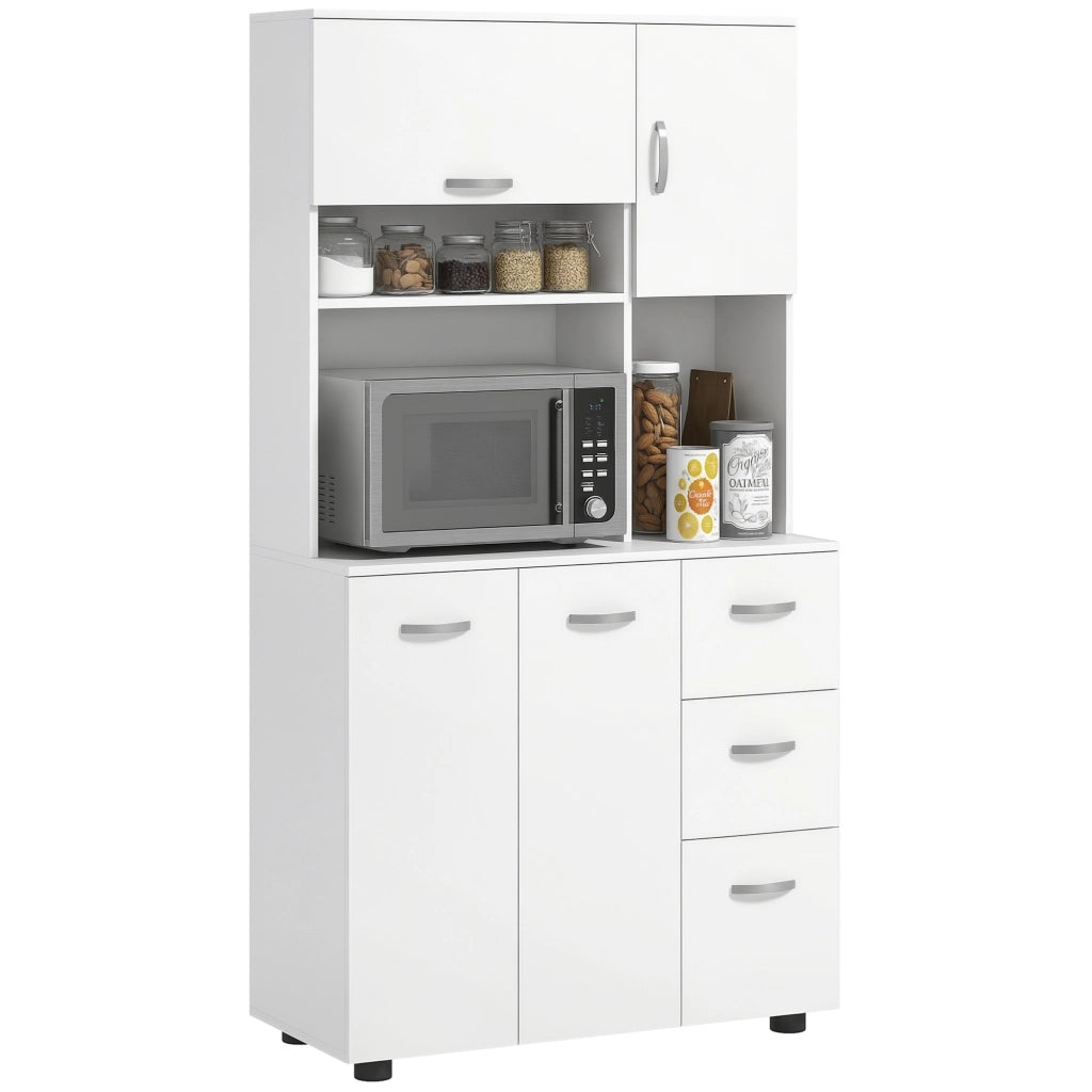 Buffet Cucina con 3 Cassetti e 3 Ripiani ¨C Minimal ¨C Bianco 89x39.5x168