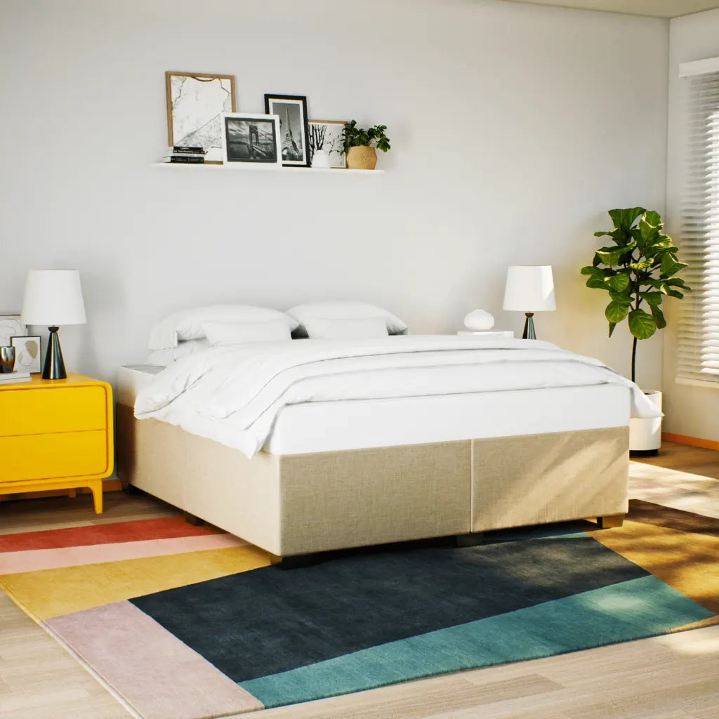 Letto matrimoniale | Letto per adulti | Giroletto senza Materasso Crema 180x200 cm in Tessuto