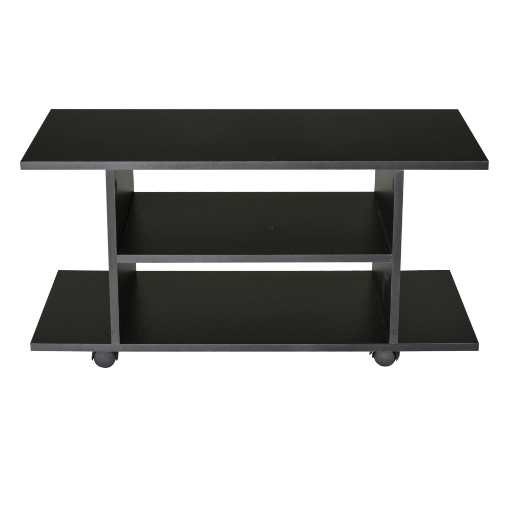 Mobile TV con Ripiani e Ruote ¨C Zephmum ¨C Nero 80x40x40 cm