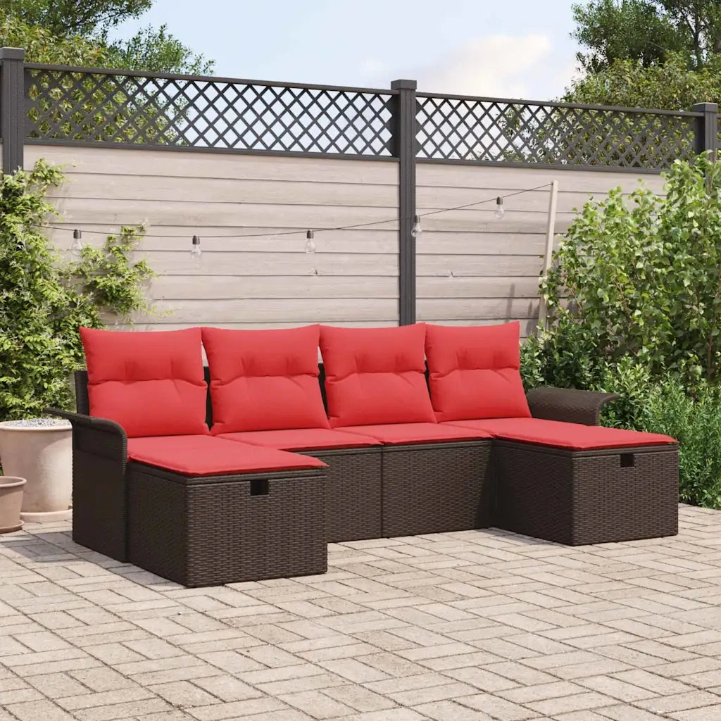 Set Divano da Giardino con cuscino 6 pcs Poly Rattan 3360255