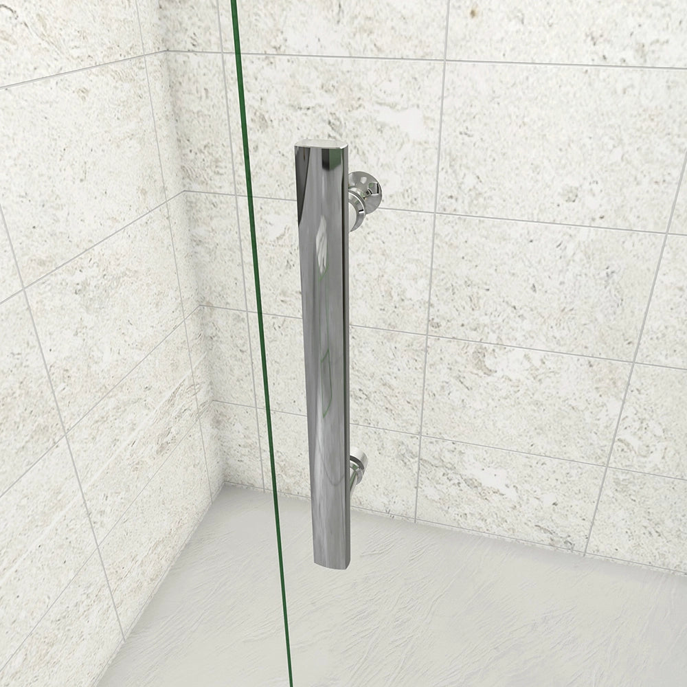 185 cm Box Doccia a Tre Lati Porta Pieghevole a Libro 100 cm Doppia Parete Fissa 90 cm Vetro da 6 mm Temperato Anticalcare Barra Stabilizzatrice 45 cm Cromo Lucido
