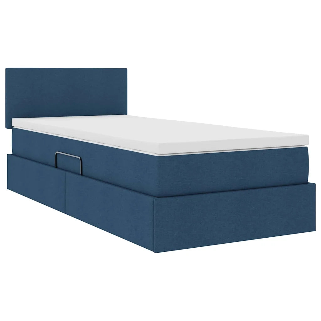 Letto con contenitore e LED con led Blu 90 x 200 cm Tessuto 3371060
