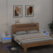 Comodini 2 pz con LED-Set di 2 Tavolino da notte Bianchi 60x35x40 cm
