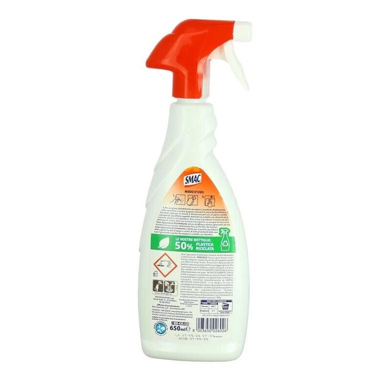 SMAC SPRAY SGRASSATORE 650 ML DISINFETTANTE CON CANDEGGINA