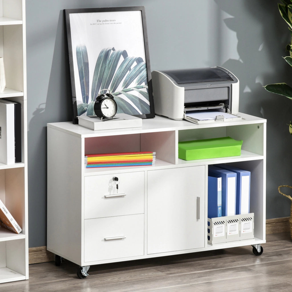 Scrivania con Cassetti e Ripiani ¨C Minimal ¨C Bianco 100x35x65 cm