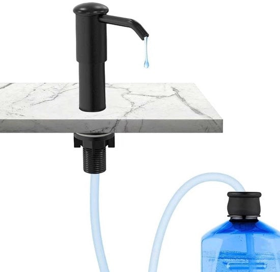 Dispensatore di sapone inculuse 360° rotativo - Cappuccio superabile - Nero opaco - Idoneo per cucina - Facile da pulire - Dispensatore di detersivo per piatti