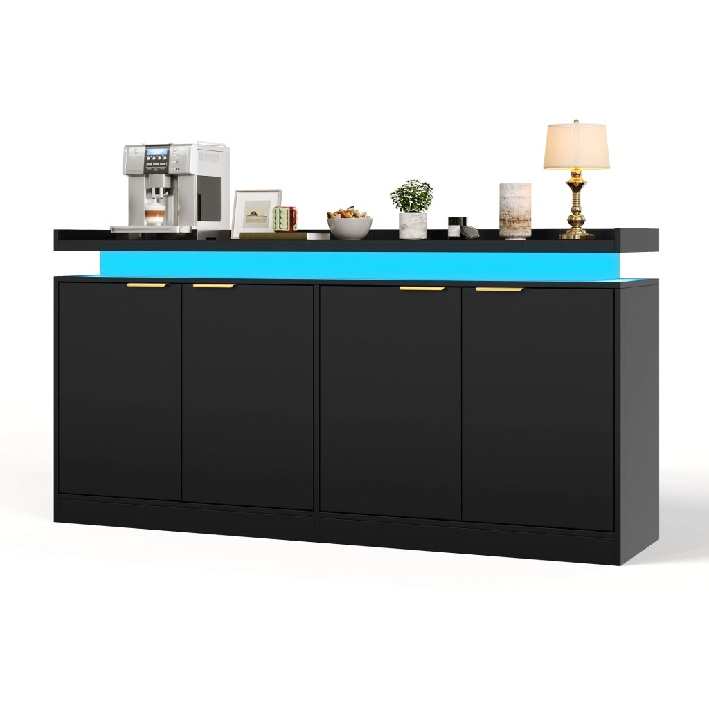 Credenza moderna con LED RGB 160 x 39 x 83 cm in MDF nero