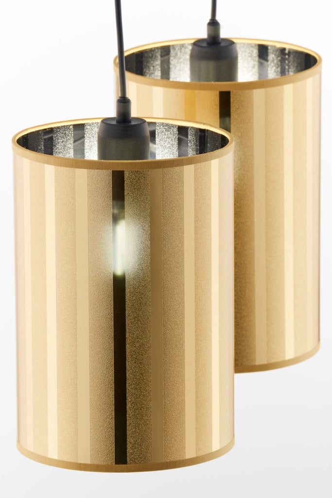 Lampada sospesa moderna nera/ottone 2xE27 Cortina Jupiter