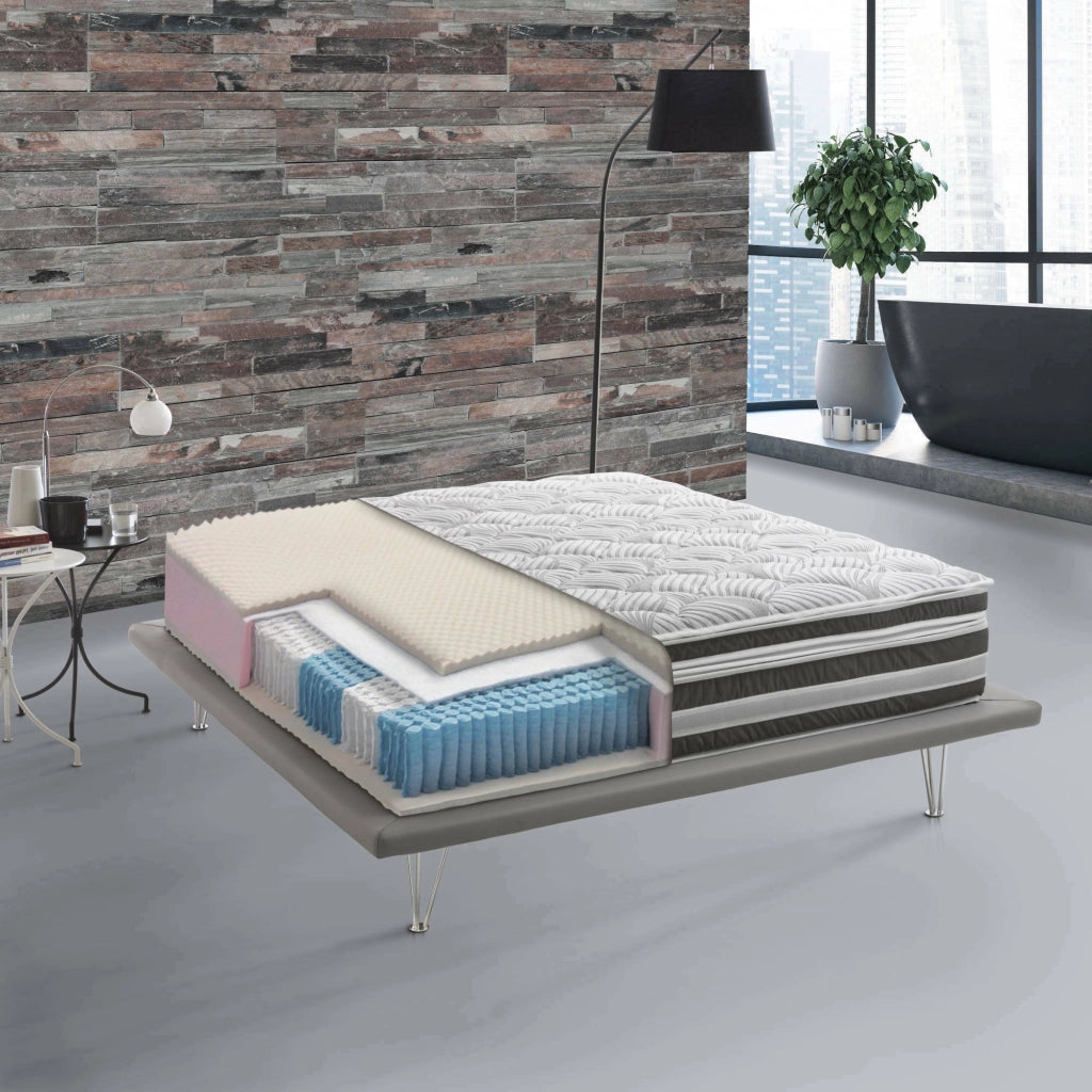 Amistad, Materasso Matrimoniale Sfoderabile Made in Italy, 190x160x32h cm Grigio