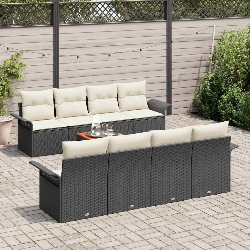 Set Divano da Giardino con cuscino 9 pcs Nero polyrattan 3347299
