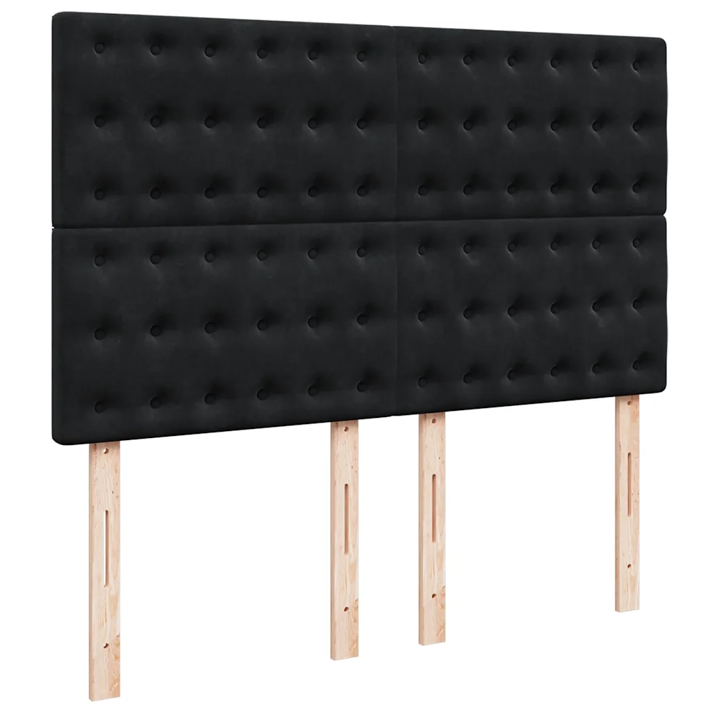 Giroletto a Molle con Materasso Nero 140x200 cm in Velluto 3294672