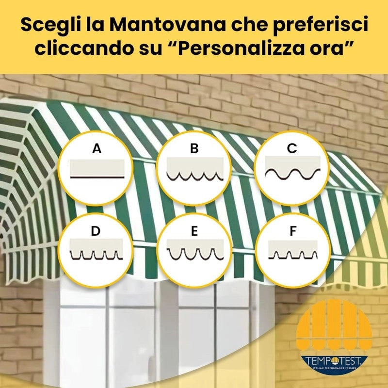 Tenda Sole Cappottina 5 Raggi, Tessuto Tempotest Parà Beige 15/1, Larghezza 3 x Sporgenza 1,40, UV-Resistente, Impermeabile - Giardino, Balcone
