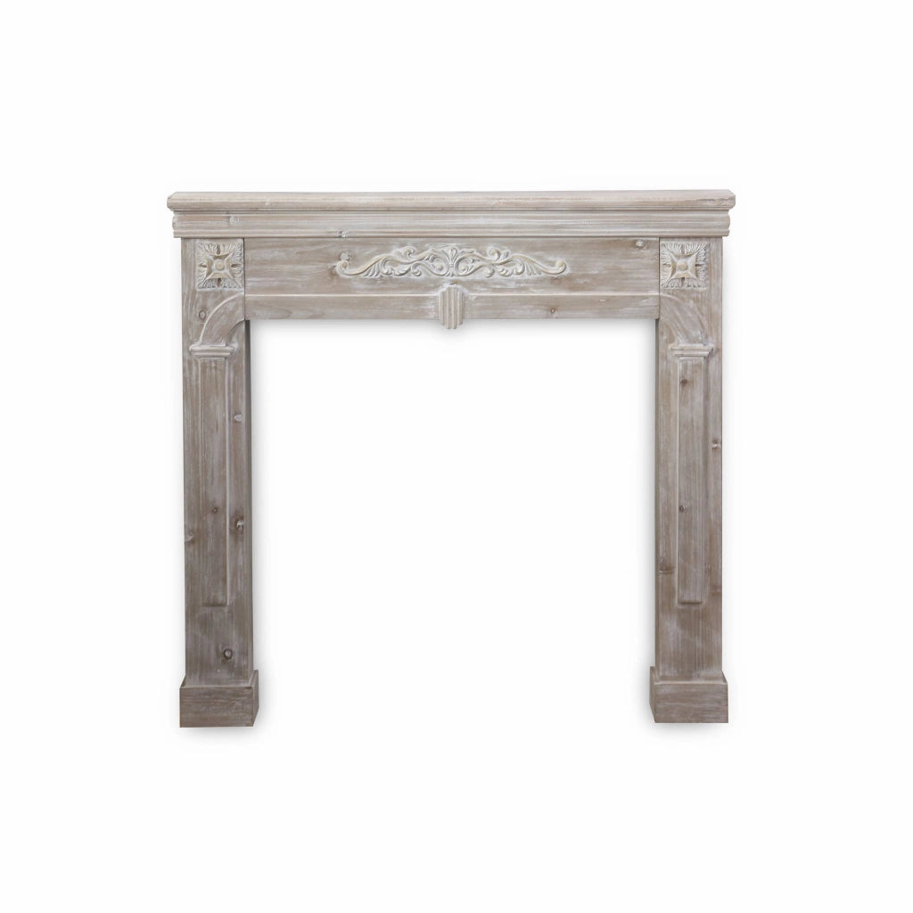 Cornice per caminetto effetto legno, marrone sbiancato