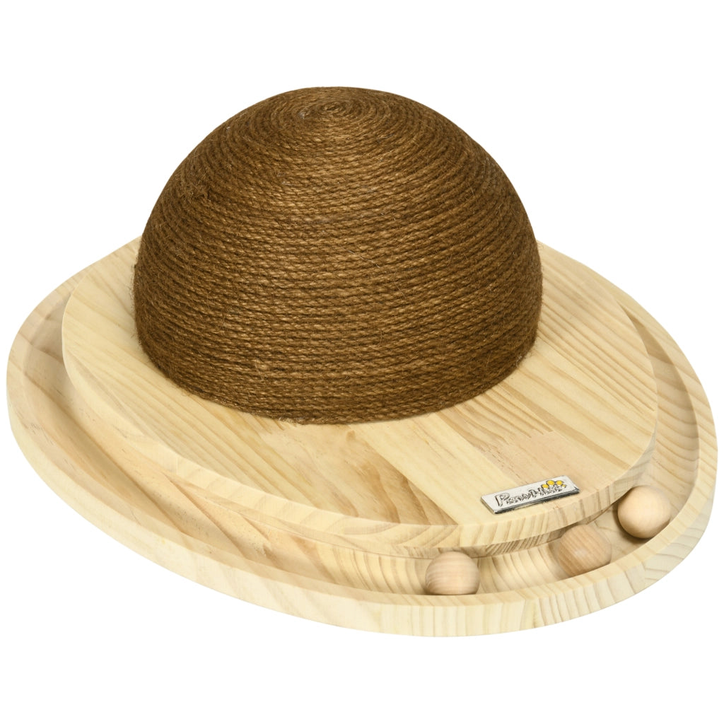 Gioco per gatti con palla e graffiatoio ¨C Minimal ¨C legno pino 39.5x32.5x14.5 cm