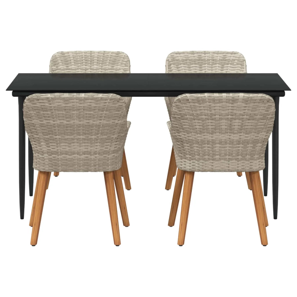 Set da Pranzo per Giardino 5 pcs Grigio chiaro polyrattan 3261708