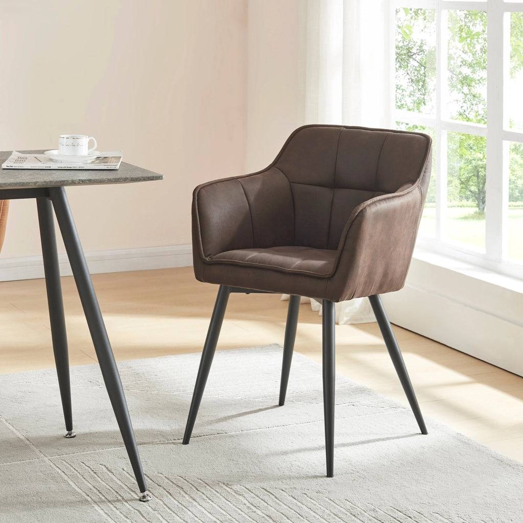 Sedia per Sala Pranzo Birmingham Effetto Velluto Marrone Scuro [en.casa]