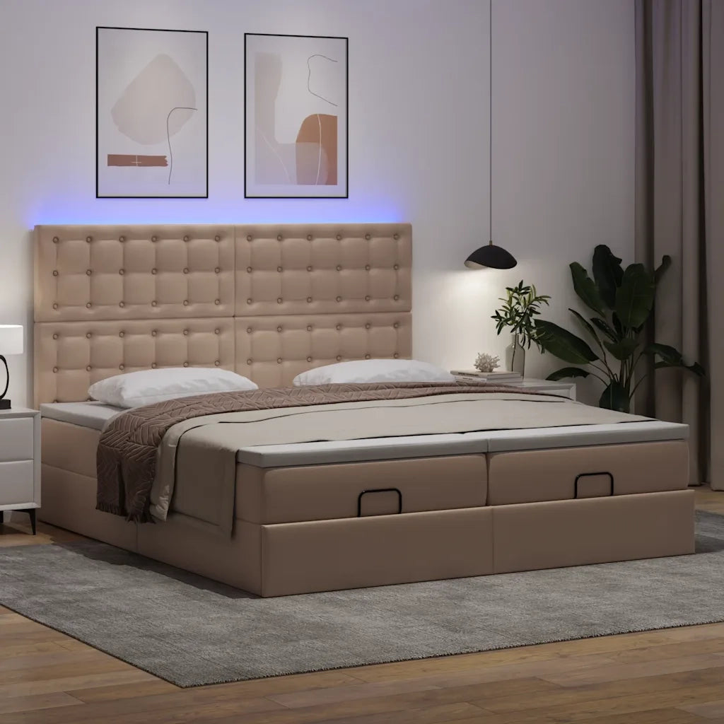 Struttura Letto Pouf con Materassi 200x200cm Similpelle 3314512