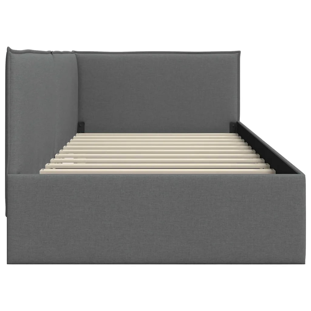Cornice del letto ad angolo Grigio scuro 100 x 200 cm Tessuto