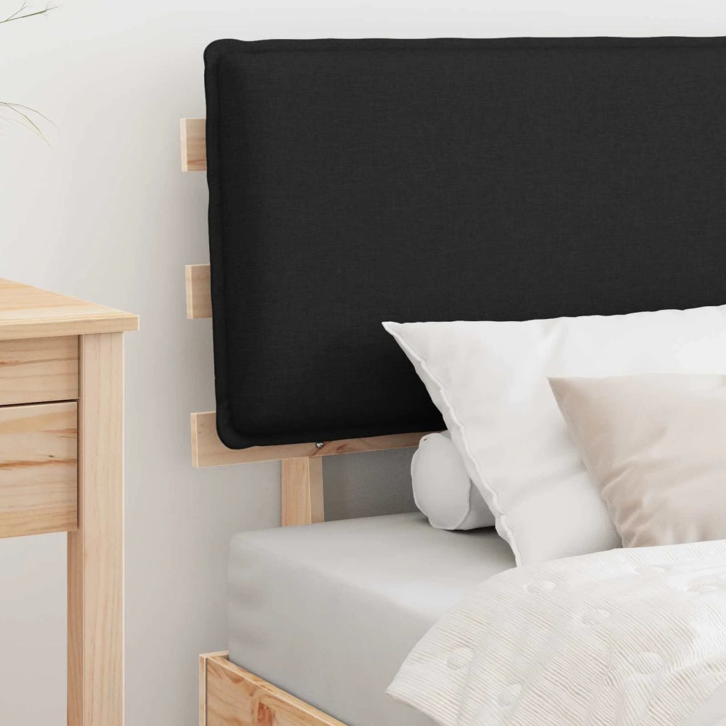 Letto con Testiera Rivestita-Struttura Letto con Testiera Nero 75 x 190 cm Pino massello 170570