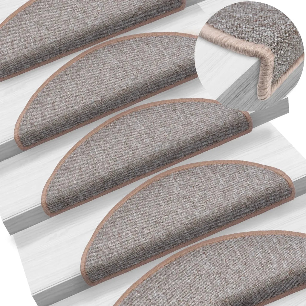 Tappetini per scale 10 pz 65x24x4 cm Marrone chiaro Semicircolari Grandi 149755