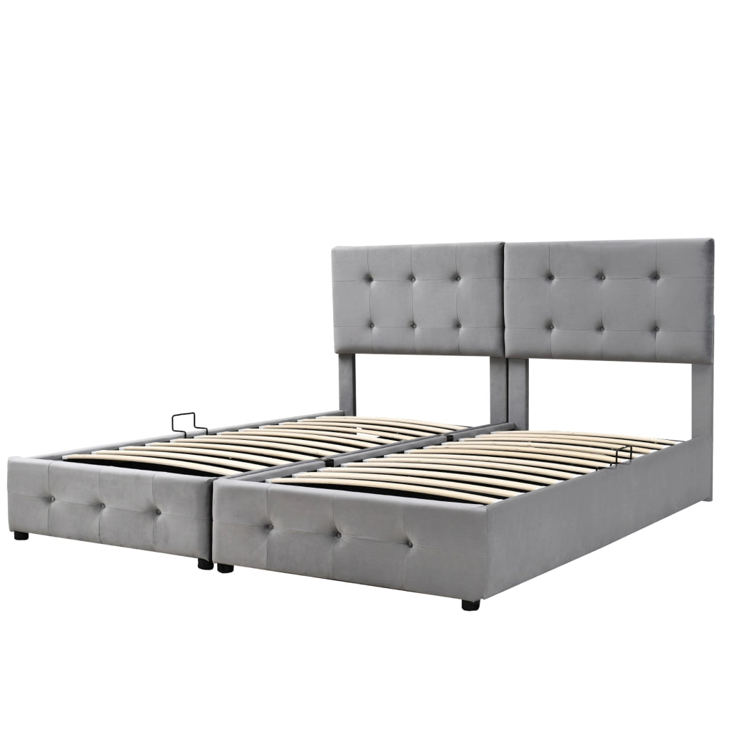 letto imbottito velluto grigio 180 x 200 cm