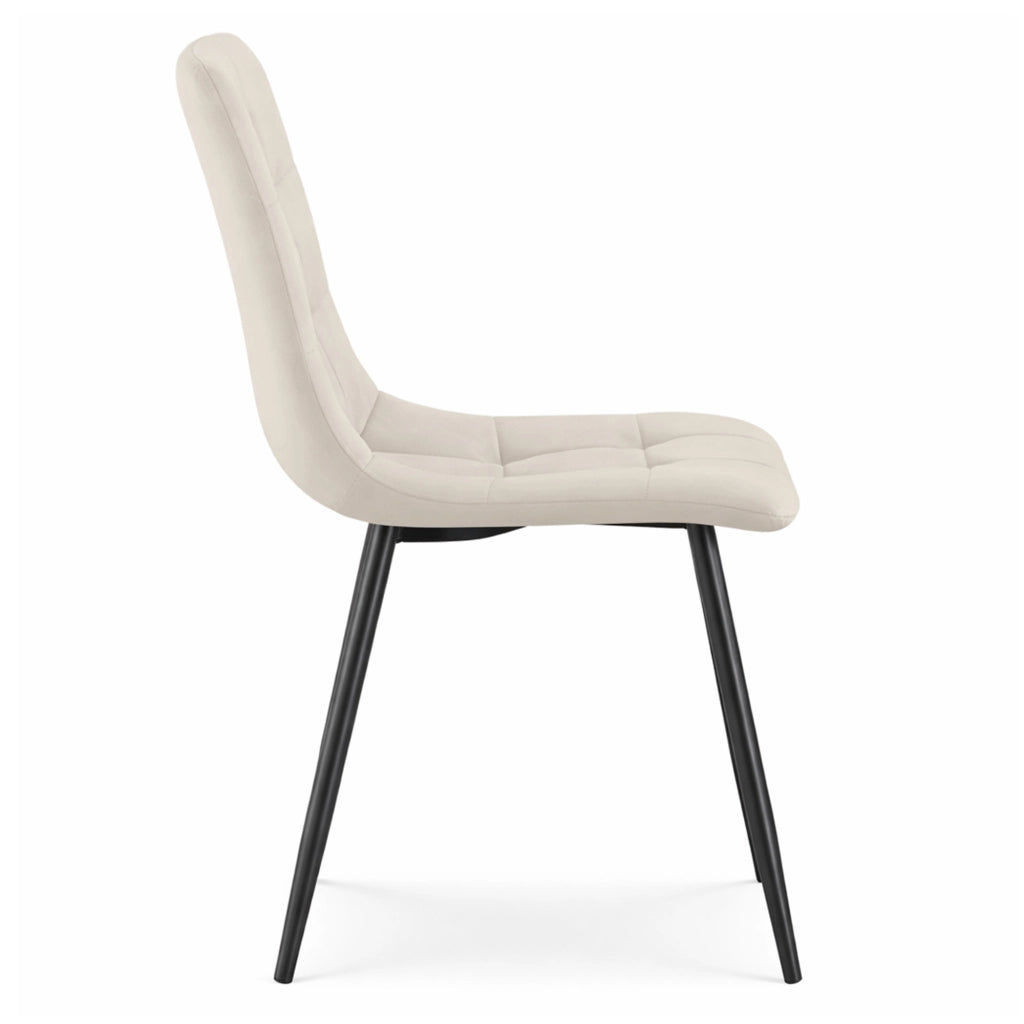 Sedia in velluto trapuntata NERO Beige gambe nere