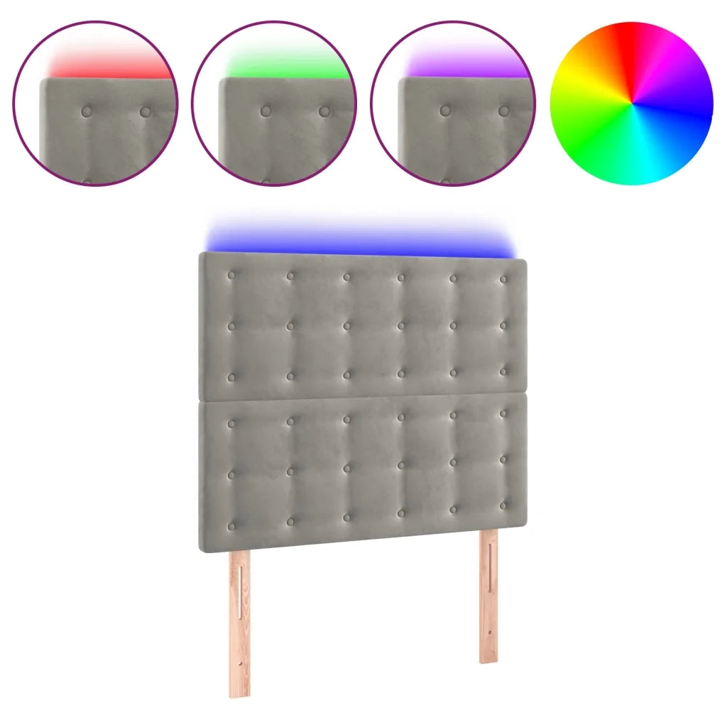 Testiera a LED-Testata con LED Grigio Chiaro 100x5x118/128 cm in Velluto 711754