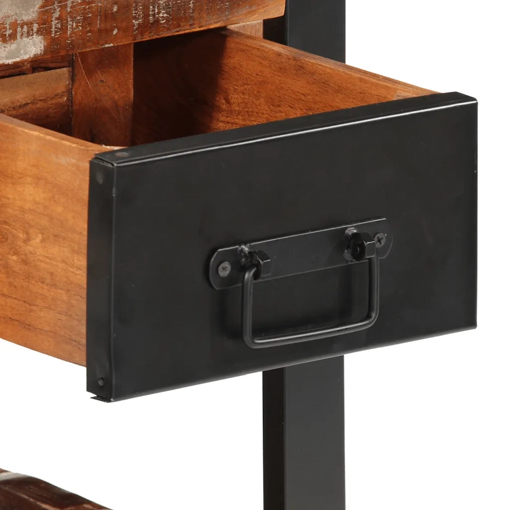 Set di 2 Comodini | Armadio da Notte | Mobiletto da notte Multicolore in Legno Massello di Mango Grezzo