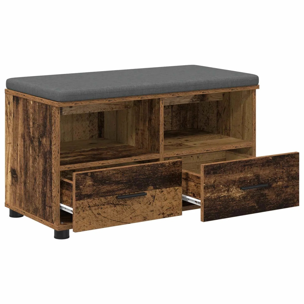 Panca per ingresso con cuscino Legno vecchio 80 x 38 x 46 cm 891462