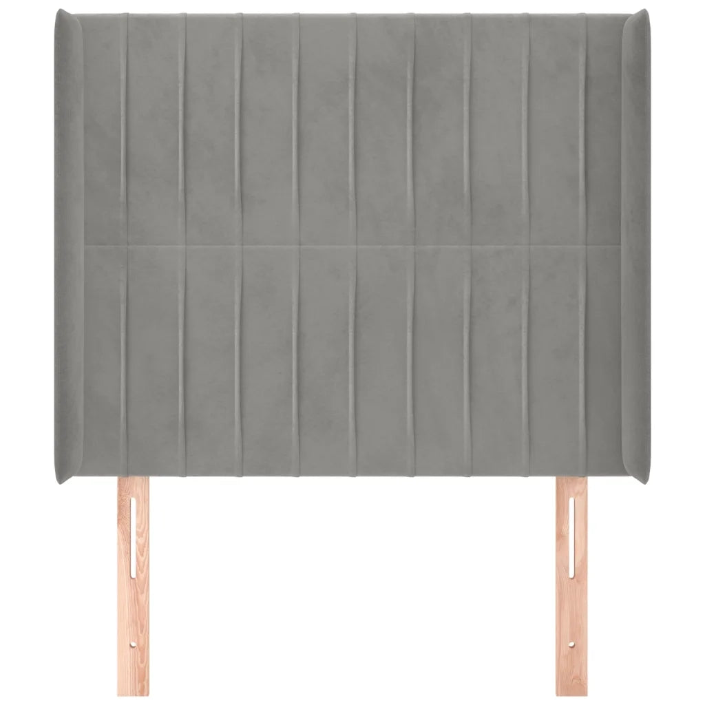 Testiera ad Orecchio-Testata con Orecchie Grigio Chiaro 93x16x118/128 cm in Velluto 211721