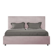 BS COM Letto queen size con rete imbottito 150x210 microfibra glicine