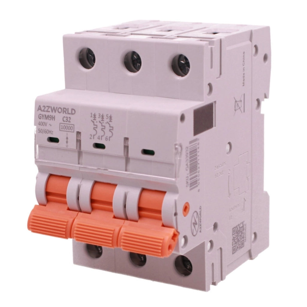 MCB Interruttore Magnetotermico Automatico Curva C 3P 3M 10000A AC 400V IP20 GYM9H, Accoppiabile Con Bobina di Sgancio GA01231 GA01232, Disponibili 16A 20A 25A 32A 40A 63A (C32A)