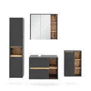Set di mobili da bagno Viola Grigio/Rovere artigianale 4 parti Vicco