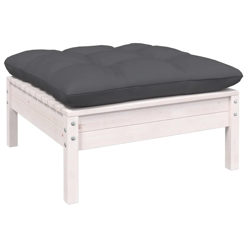 Set Divani da Giardino 9 pz con Cuscini Bianchi Legno di Pino 3096738