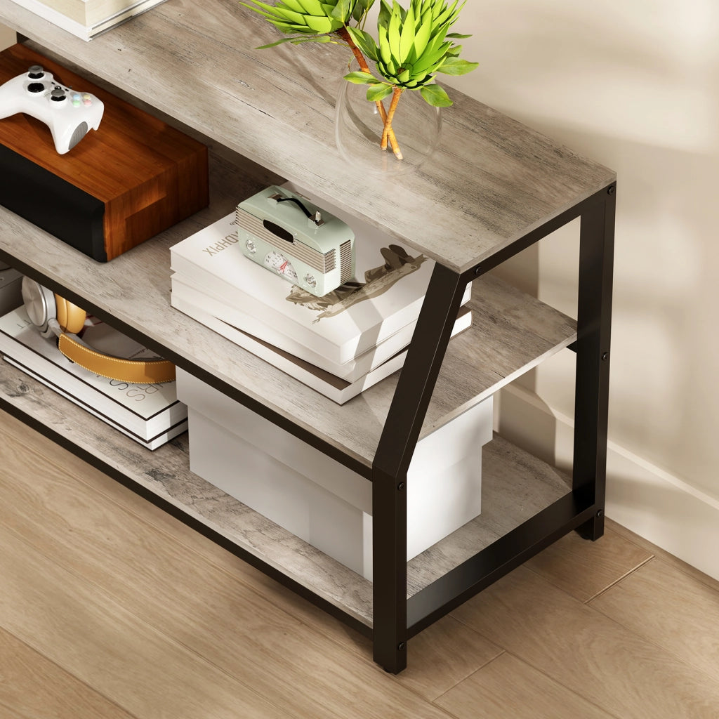 Mobile TV per TV fino a 72 pollici con 2 ripiani aperti ¨C zephmum ¨C 110x43x150 cm grigio