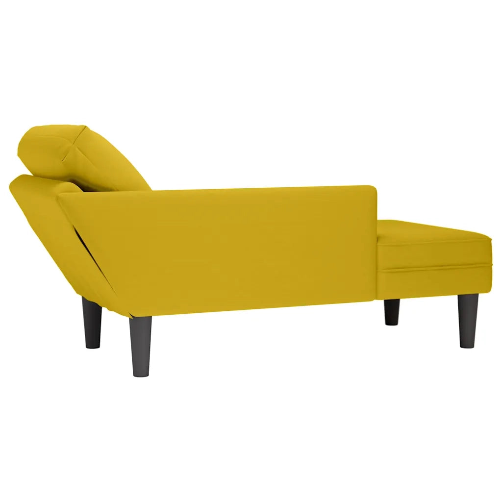 Sdraio con Cuscino e Bracciolo Destro in Velluto Giallo 4009813