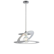 Sospensione Moderna 1 Luce Ferro Taglio Laser Argento Serie Geko