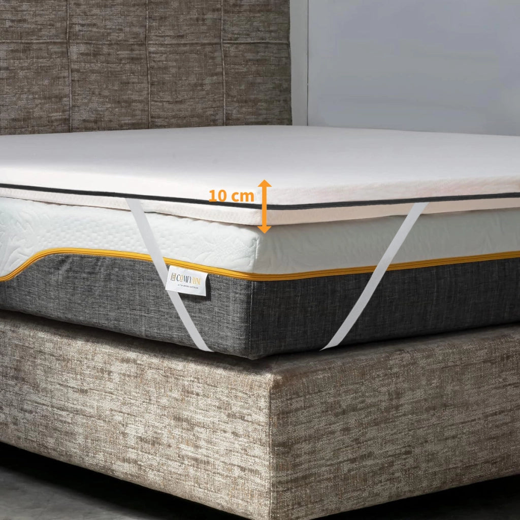 TOPPER RIGIDO matrimoniale 180X190 Cm, Topper molto alto ortopedico Anche per pesi extra ALTO 10 Cm | Topper sfoderabile anallergico con elastici per fissaggio - MOD. FISIO H10