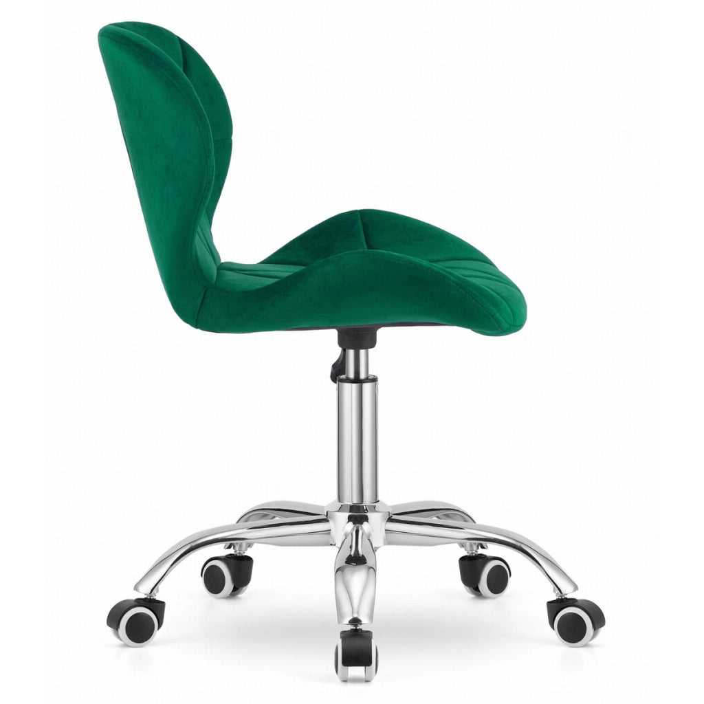 Sedia da ufficio girevole Avola in velluto verde smeraldo