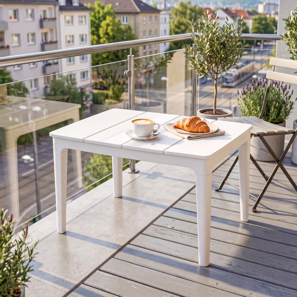 Tavolino da giardino rettangolare ¨C Xylo ¨C Plastica bianco crema 70x53cm
