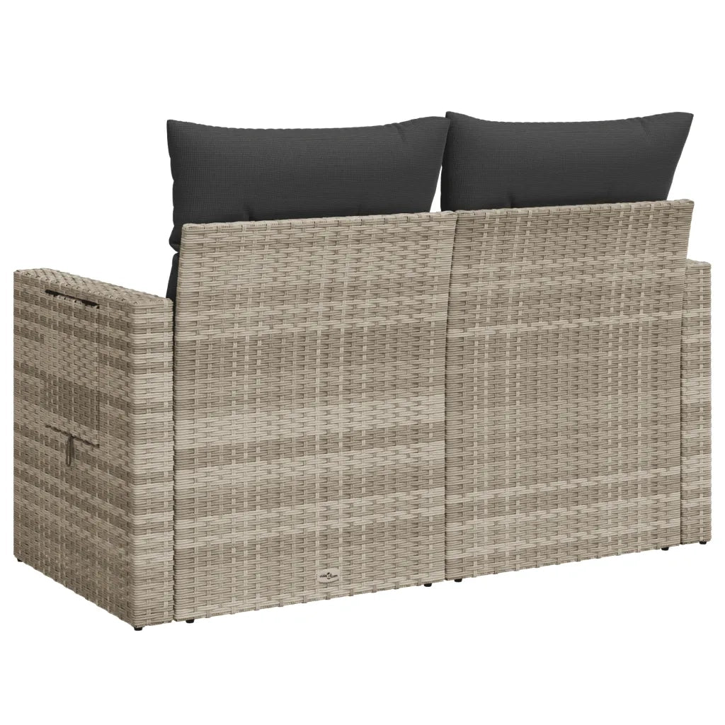 Divano da Giardino con Cuscini 2 Posti-Sofa da Giardino-Divano da esterno Grigio Chiaro Polyrattan 899718