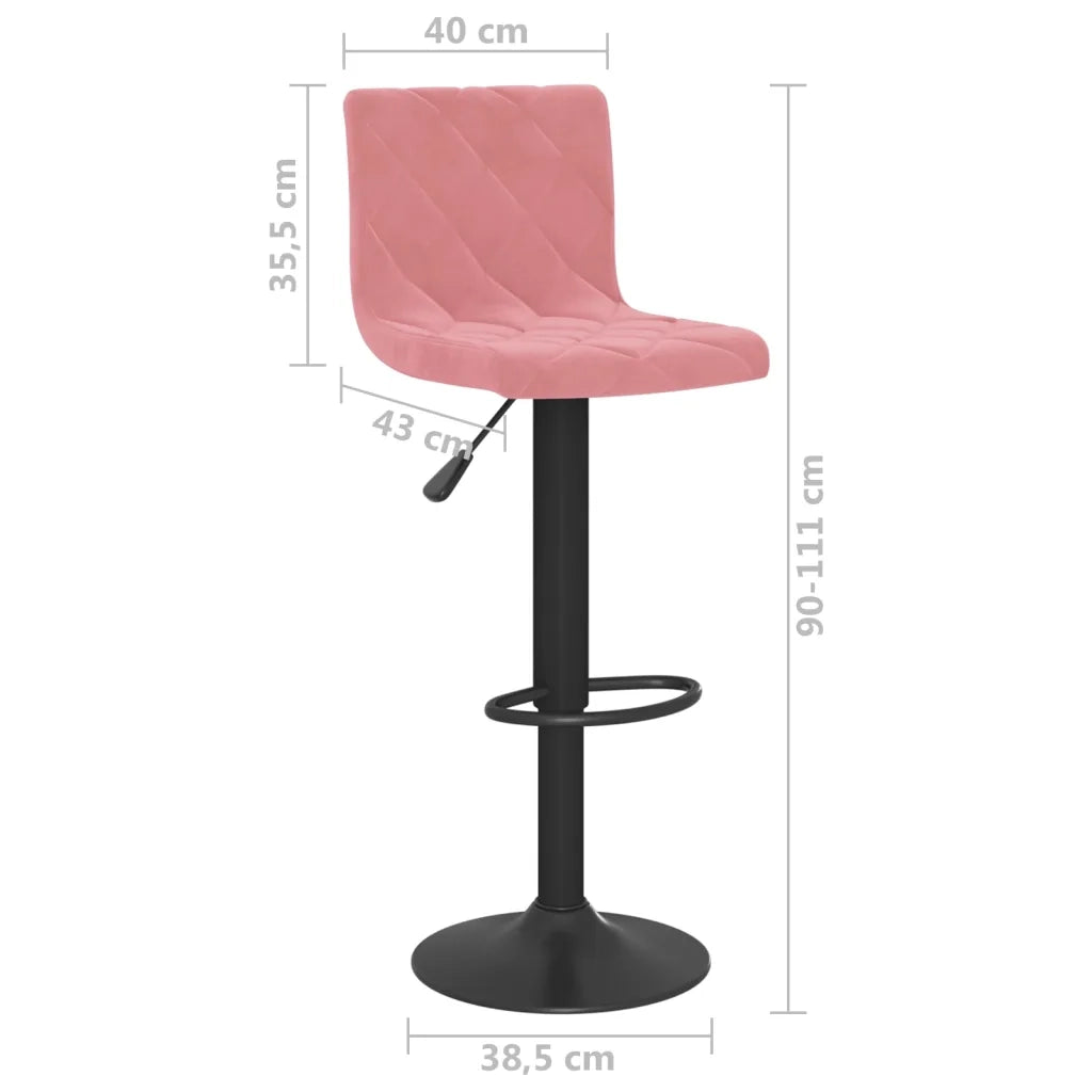 Sgabelli da Bar 2 pz Rosa in Velluto 333736