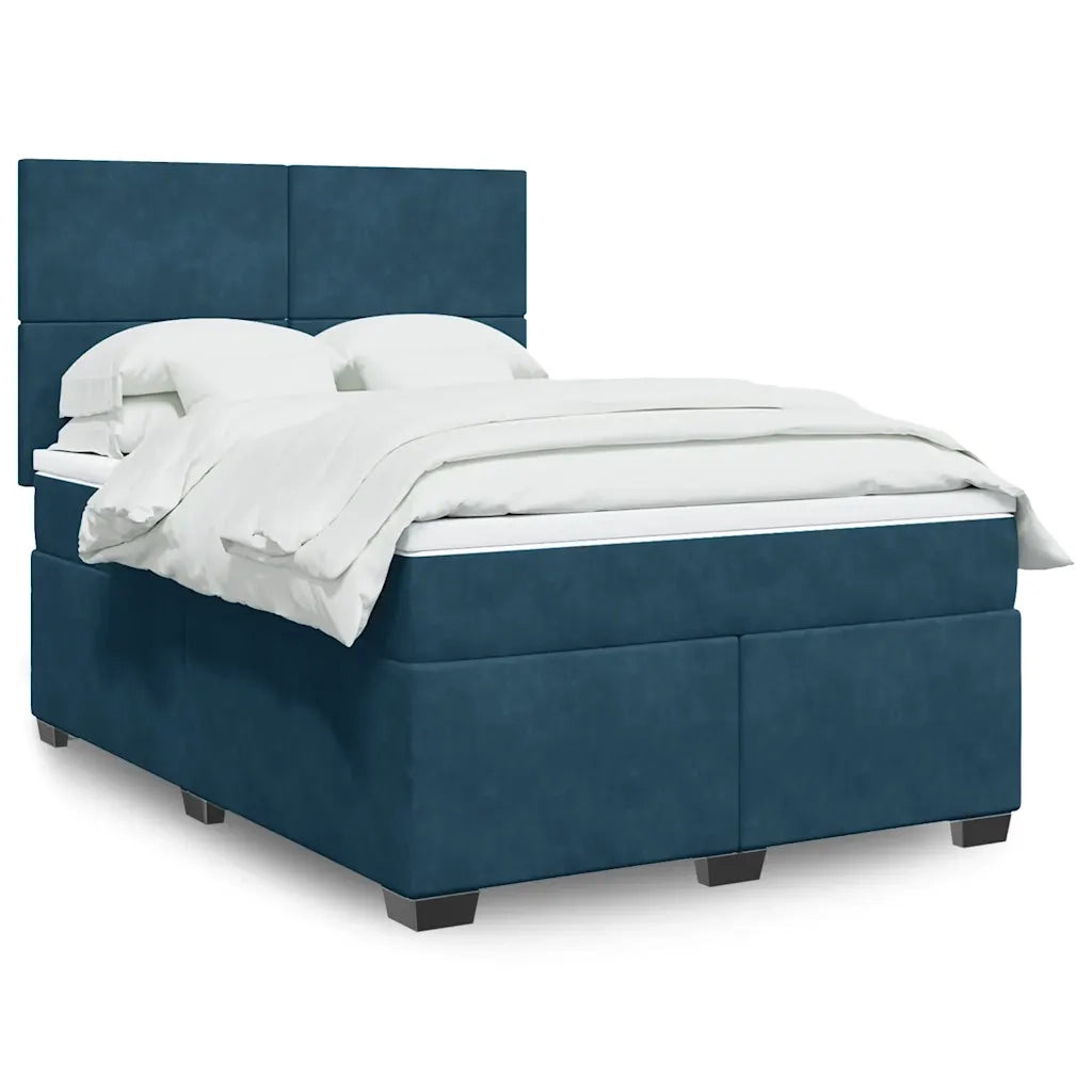 Giroletto a Molle con Materasso Blu 140x190 cm in Velluto
