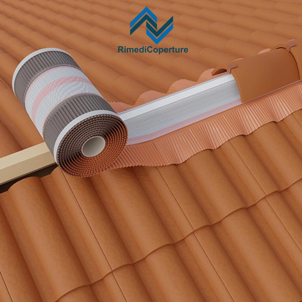 Sottocolmo Universale Top con Fascia in PP Bandelle Laterali Plissettate in Alluminio, Rotolo da 20Metri con Adesivo da 200 mm
