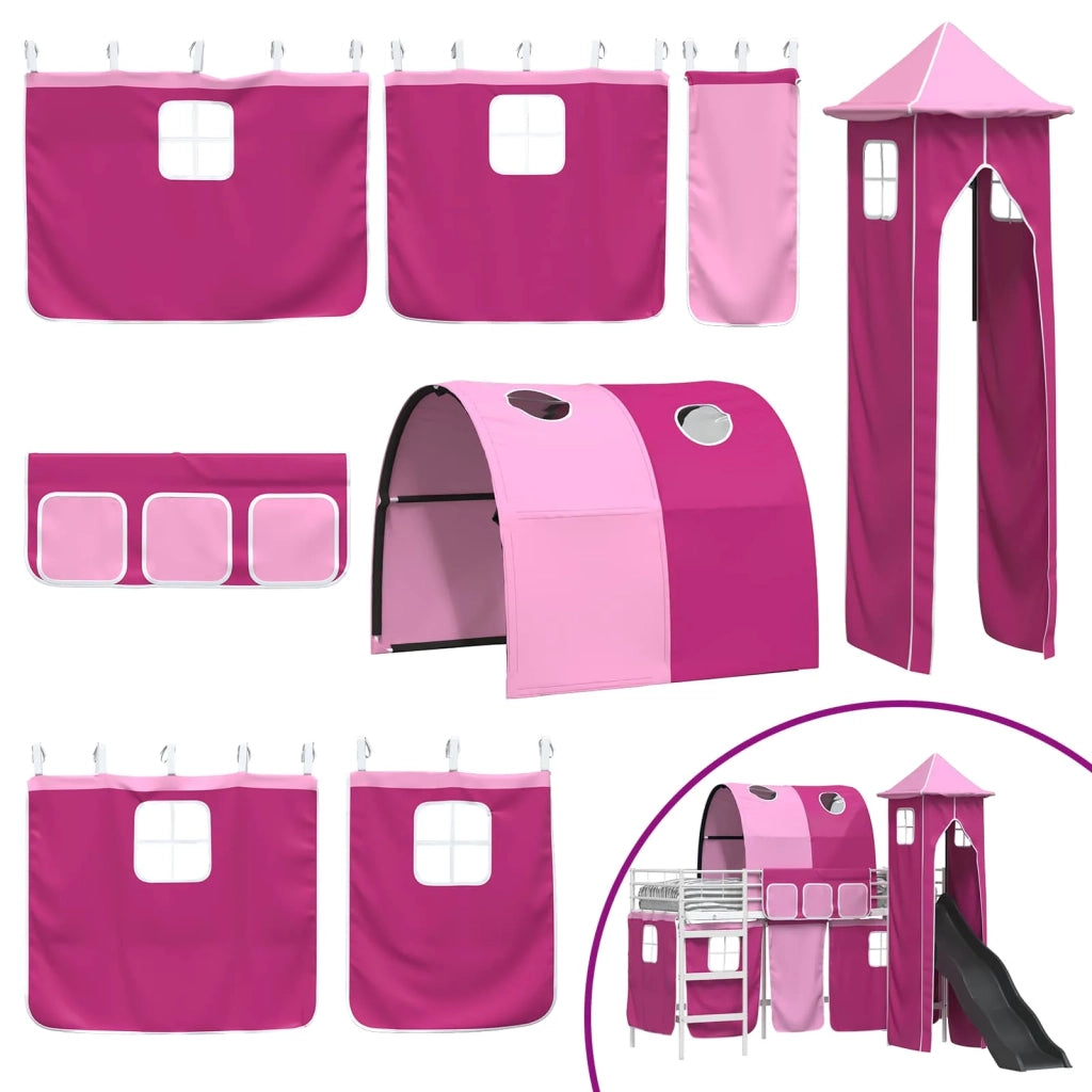 Struttura del letto loft per bambini Bianco e Rosa 90 x 190 cm