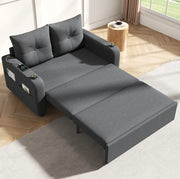 Divano letto 2 posti multifunzione 131 cm con porta bicchieri; USB e Type-C; grigio