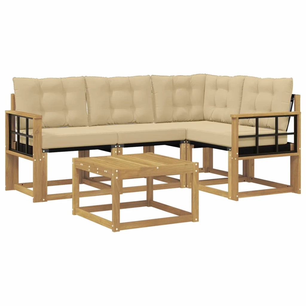 Set di divani da esterno con cuscino 5 pcs Bianco e Beige 3389459
