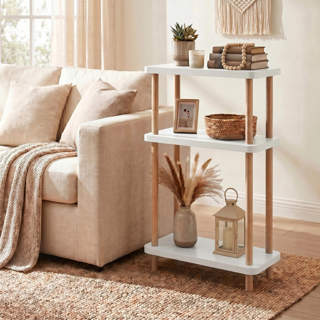 Scaffale da Terra Multiuso Nampernu a 3 Piani 62 x 40 x 18 cm - Bianco [en.casa]